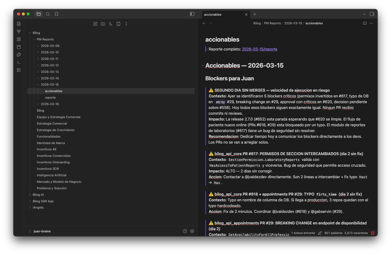 Notas automáticas en Obsidian